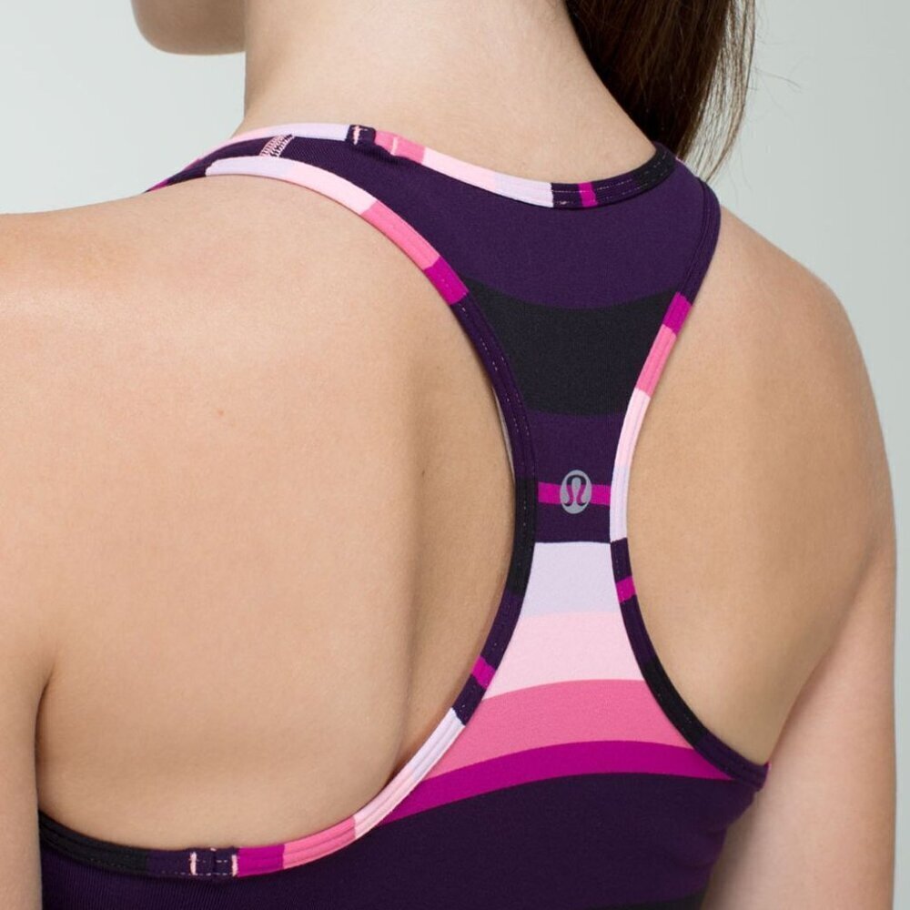 Lululemon Cool Racerback Assorted Stripe Bleached Coral Tank Top 21961 - Picture 4 of 12